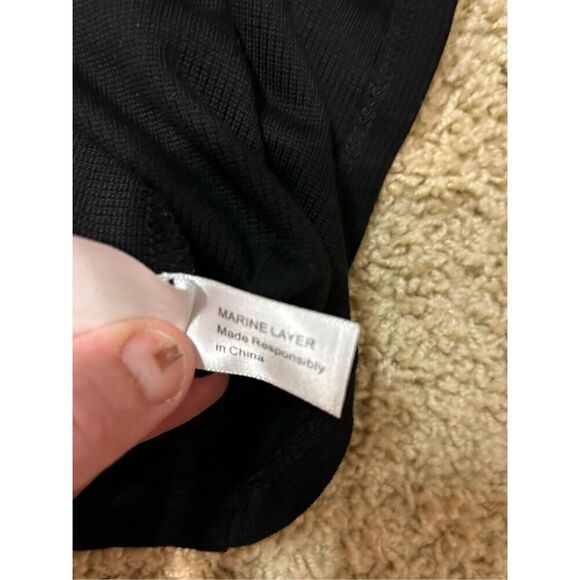 Marine‎ Layer Lexi rib v-neck black top women’s XL NEW - Picture 11 of 12